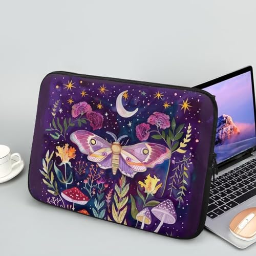 Butterfly Mushroom Laptop Protective Sleeve for Women 15 inch Computer Sleeve Bag Cute Portable Lap Top Case Suitable for Travel School Office Neatly Organizers Purple - color: Butterfly Mushroom, size: 15inch