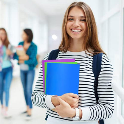 Officygnet 36 Packs Plastic Folders with Pockets and Prongs, Bulk Heavy Duty Plastic Folder, Multicolor 2 Pocket Folders for School and Office Supplies, File Folder Letter Size