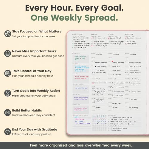 Hourly Planner & Appointment Book (8.5” x 11”) - Premium Hourly Planner with Daily Schedule & 30-Minute Time Slots for Better Time Management by PRODUCTIVITY STORE (A4, Pink) - color: Pink