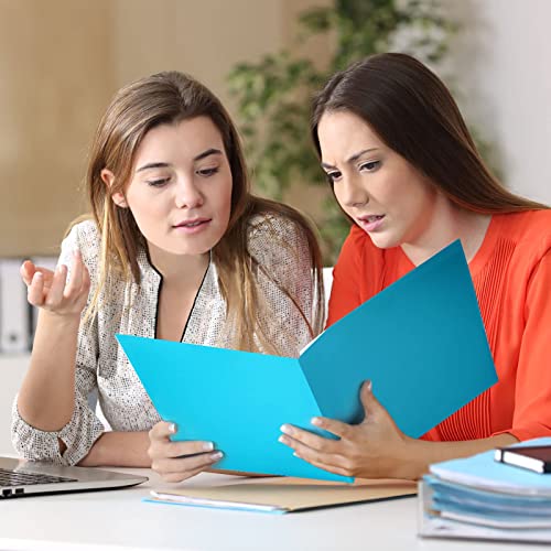 HABGP Plastic Folders with Pockets, 6 Color Heavy Duty Two Pocket Folder Business Card Holder for Office High School - size: 6 Pack