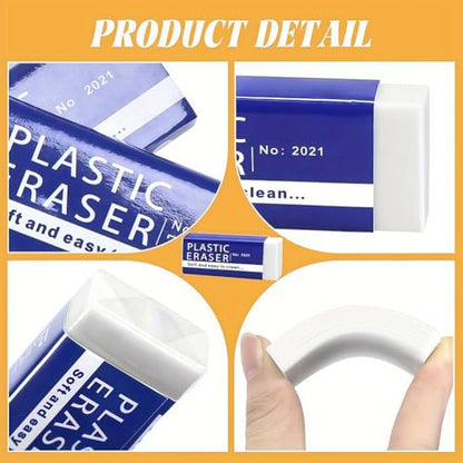 25 Pack Pencil Erasers, Small Plastic Vinyl Erasers for School Office