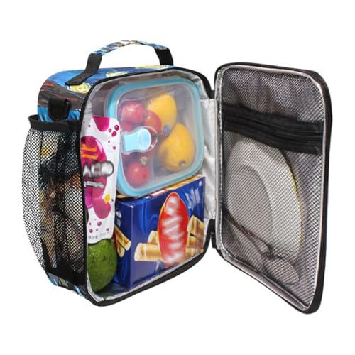 ALAZA Bernedoodle Dog Starry Night Lunch Box Insulated Lunch Bag Girls Lunch Cooler Bag Tote Freezable Shoulder Strap Lunchbox Thermal Meal Tote Kit for Girls School Picnic - color: Multi5