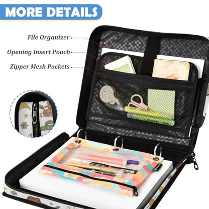 Cute Cowboy Wild West Zipper Binder 3 Ring, Multi-Pocket School & Office Personalized Binder Organizer, 800 Sheet Capacity, Compatible with 14-Inch Notebook, Back to School Gift - color: Option J
