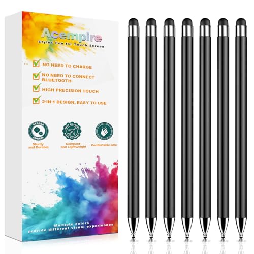 Stylus (7 Pcs), 2-in-1 Stylus Pen for Touch Screen, High Precision and Sensitivity, Suitable for iPad/iPhone/Samsung/Android Smartphone and Tablets, Compatible with All Touch Screen -Black - color: Black