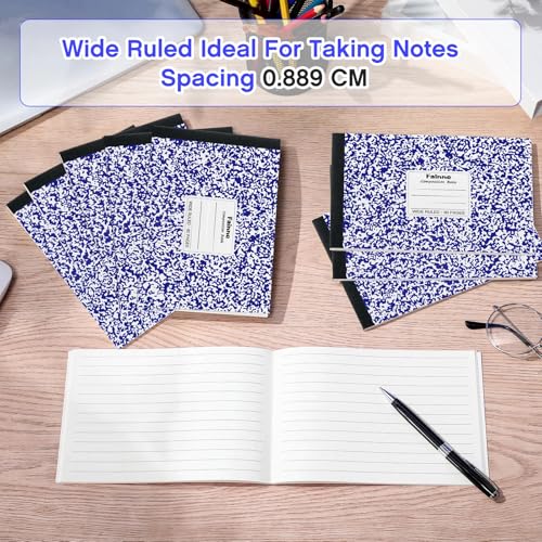 Fainne 30 Pack Composition Notebooks Half Size 4-7/8 x 7-1/2 Inches Wide Ruled Half Page Composition Notebook for Journal School Classroom Supplies 40 Sheet(Blue,Snowflake Style) - color: Blue, style: Snowflake Style
