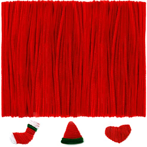 Iooleem 200pcs Red Pipe Cleaners, Chenille Stems, Pipe Cleaners for Crafts, Pipe Cleaner Crafts, Art and Craft Supplies. - color: Red, size: Small Pack