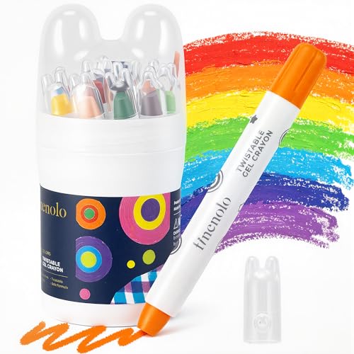 finenolo 12 Colors Twistable Crayons for toddlers 1-3, kids ages 4-8, Washable Crayons with Easy Grip Design, No Mess Toddler Supplies for Coloring Books, Preschool Art Supplies, Back to School Gift - color: 12 Colors