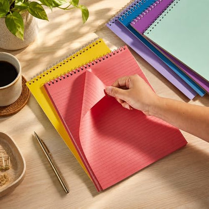 gisgfim 6 Pcs Pastel Rainbow Top Bound Spiral Notebooks 8-1/2" x 11" College Ruled Aesthetic Legal Pad Steno Pads Paper Notebook Wirebound Notepad for Writing School Office Business Supplies - color: Pastel Rainbow