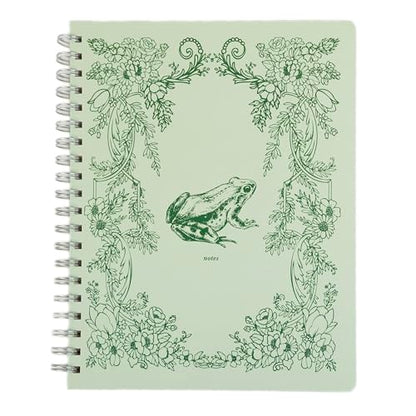 Pearhead Spiral Hardcover Notebook 8x10.5 – Frog Toile College-Ruled Writing Journal with 200 Lined Pages, Perforated Paper for School, Work & Notes - color: Green Frog Spiral Notebook