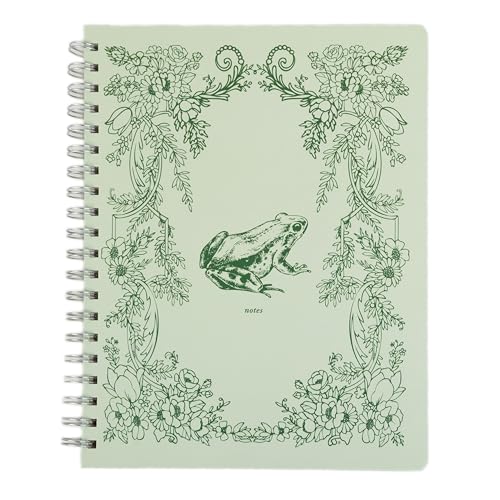 Pearhead Spiral Hardcover Notebook 8x10.5 – Frog Toile College-Ruled Writing Journal with 200 Lined Pages, Perforated Paper for School, Work & Notes - color: Green Frog Spiral Notebook