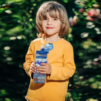 Kids Water Bottle for School, 16 Oz Plastic Straw Water Bottle with Silicone Spout and Leakproof Cover, Dishwasher Safe (Marine Animals) - color: Marine Animals, size: 16 Ounces