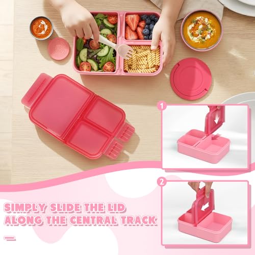 WyfKyd Snack Box Container Set with Soup Thermo Kids Adults Bento Lunch Box | Snack Box Container Set with 10.5oz Soup Thermo and Bag for Kids Adults Bento Lunch Box for Office School Travel Outdoor Pink - color: Pink Set