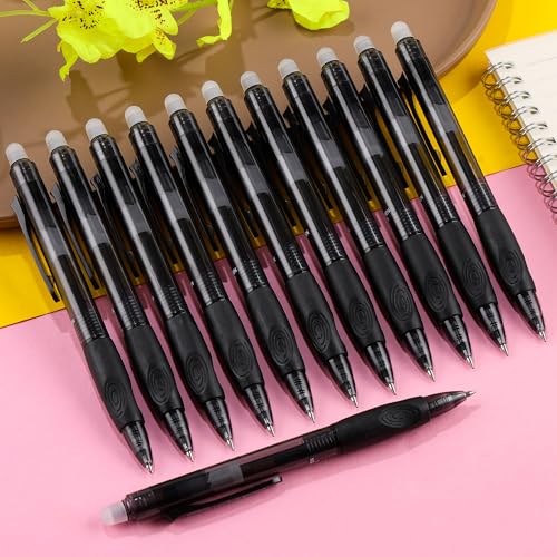 USUAL Retractable Erasable Gel Pens, 0.5mm Fine Point, 20 Black Ink Pens, Make Mistakes Disappear, Smooth Writing for Office & Back-to-School Supplies (20 Black) - color: 20 Black