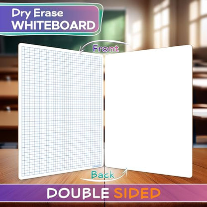 SCRIBBLEDO Small Grid Dry Erase Graph Board 9x12, 0.2-in Fine Grid for Math | Fine Blue Grid Lines, Detailed Cells, Easy to Clean No Residual, Algebra, Geometry and STEM Practice, Sturdy Double Sided - size: 9"W x 12"H