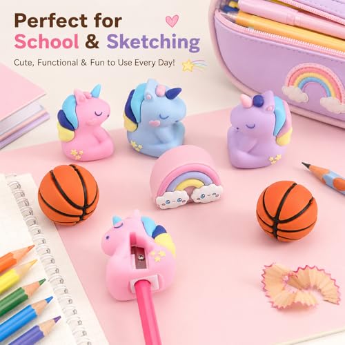 6 PCS Kids Pencil Sharpeners, Cute Pencil Sharpener Manual, Hand Held Pencil Sharpener, Funny Sharpener Cartoon Creative, Kawaii Stationary Gifts Mini School Office Supplies (Style 5) - style: Style 5
