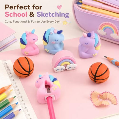 6 PCS Kids Pencil Sharpeners, Cute Pencil Sharpener Manual, Hand Held Pencil Sharpener, Funny Sharpener Cartoon Creative, Kawaii Stationary Gifts Mini School Office Supplies (Style 5) - style: Style 5