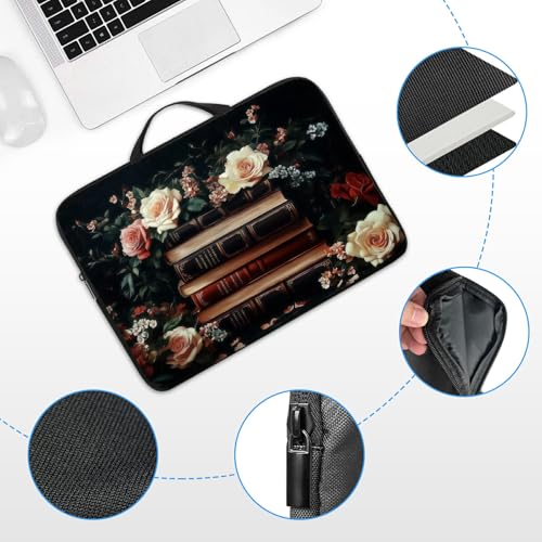 13 13.3 14 inch Laptop Sleeve with Handle, Art Flower Book Water‑Resistant Laptop Carrying Case for MacBook Air 13-inch/MacBook Pro 13/14 inch/Dell/HP/Lenovo - color: Art Flower Book, size: 13-14 inch Devices