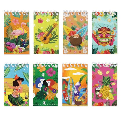 Boerni 8 Pcs Mini Hawaiian Spiral Notebook 3.9 x 2.4 Inch Hawaii Pocket Notepads Bulk Tropical Luau Journal Lined Memo Notes for Birthday Party Supplies School Student Teacher Classroom Reward