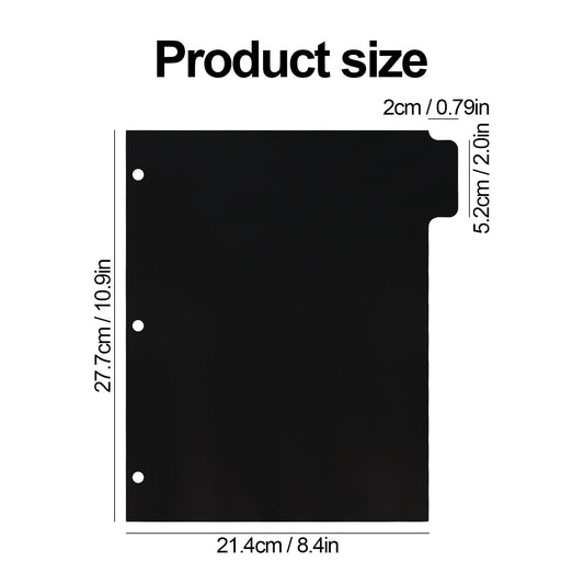 3 Ring Black Dividers, 10.9 x 8.4 Inches, 5-Tab Sturdy Plastic Planner Dividers Page Protectors for 3-Ring Binders, Agenda, Notebooks Inserts(No Stickers)