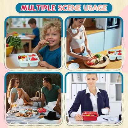 Honeydak 5 Pack Snack Containers 3 Compartment Bento Snack Boxes Divided Meal Prep Containers with Lids Reusable Adults Lunch Food Storage Box for School Work Travel(Melon) - color: Melon