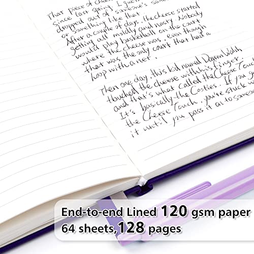 feela 12 Pack Notebooks Journals Bulk, Hardcover Notebook Classic Ruled Journal Set with Pen Holder for School Business Work Travel Writing, with 12 Black Pens, 120 GSM, 5.1”x8.3”, A5, Purple - color: 12 Purple