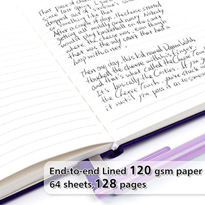 feela 12 Pack Notebooks Journals Bulk, Hardcover Notebook Classic Ruled Journal Set with Pen Holder for School Business Work Travel Writing, with 12 Black Pens, 120 GSM, 5.1”x8.3”, A5, Purple - color: 12 Purple