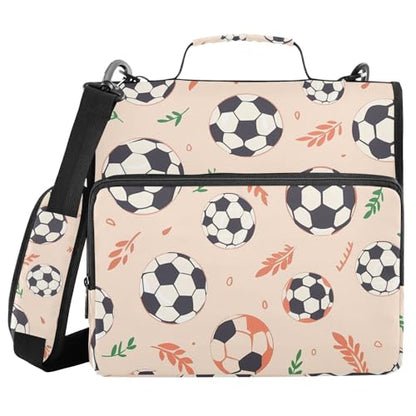 3 Ring Zipper Binder with Shoulder Strap Soccer Ball Pink 1.5 inch Binders Keeper Large Capacity Multi Pockets for School Office Supplies