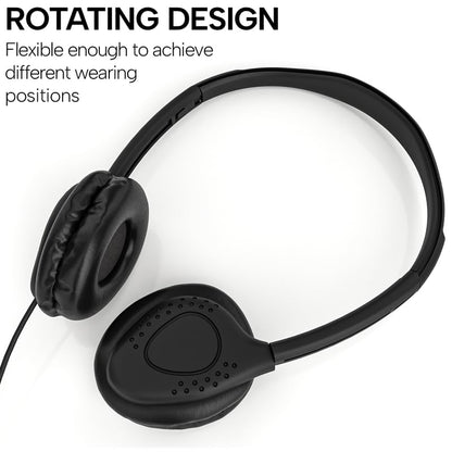 Maeline Kids Headphones for School Classroom K-12, Library, Museum, Travel, On Ear Stereo Headset with Adjustable Band & Faux Leather Cushions - 3.5mm Plug - 40 Pack - Black - color: Black - Leather, size: 40 Pack