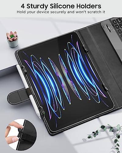 MoKo Universal Tablet Case with QWERTY Keyboard for 9",9.7",10.1",10.2",10.4",10.5",10.9" Tablet, with Removable Wireless Bluetooth Keyboard&Pen Holder for iPad, Samsung, Fire, Pixel, Other - color: Black