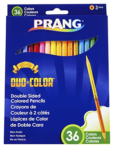Prang Duo-Color Colored Pencil Sets, 3 Mm, 2b (#1), Assorted Lead/barrel Colors, 18/pack - size: 1 Count (Pack of 18)