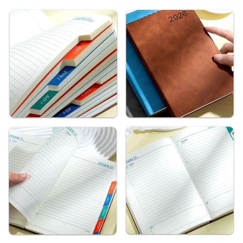 2026 Day Planner 2026 Leather Academic Journal Notebook with 360 Pages Lined for Men Women Daily Scheduling Planning Student Study Schedule Organiser - color: Purple
