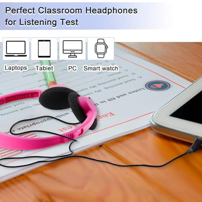 Yunsailing 30 Pack Bulk Headphones Set Over Ear Headphones with Adjustable Headband 3.5mm Plug Headsets Earphones for Learning Program, Computer Lab, Library, Testing & Multimedia Use (Multicolor) - color: Multicolor