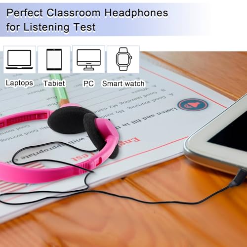 Yunsailing 30 Pack Bulk Headphones Set Over Ear Headphones with Adjustable Headband 3.5mm Plug Headsets Earphones for Learning Program, Computer Lab, Library, Testing & Multimedia Use (Multicolor) - color: Multicolor