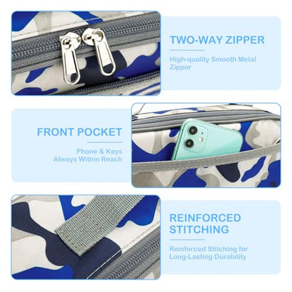 FlowFly Kids Lunch box Insulated Soft Bag Mini Cooler Back to School Thermal Meal Tote Kit for Girls, Boys,Blue Camo - color: Blue Camo