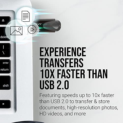 PNY 64GB Turbo Attache 4 USB 3.0 Flash Drive - size: 1 Count (Pack of 1), style: 64GB