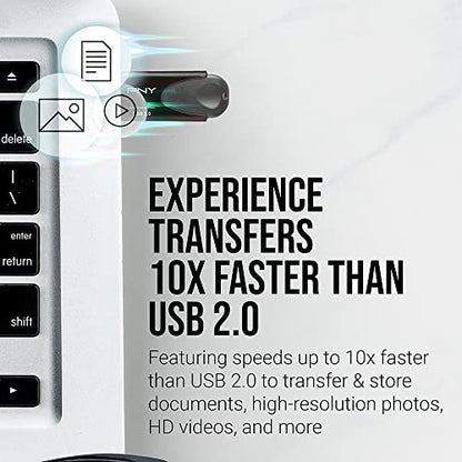 PNY 64GB Turbo Attache 4 USB 3.0 Flash Drive - size: 1 Count (Pack of 1), style: 64GB