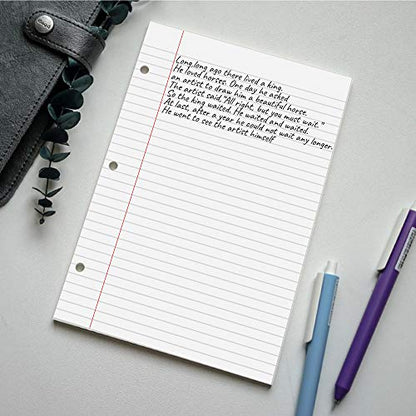 (3-Pack) A5 Filler Paper, 3 Hole Planner Refills, Organizer, Loose-leaf Binder Paper, Total 300 Sheets/600 Pages, Lined, 100gsm, White, 5.8 x 8.2 Inch, 3 Hole Filler Paper, Mini Binder Refill Inserts - size: 300 Sheets