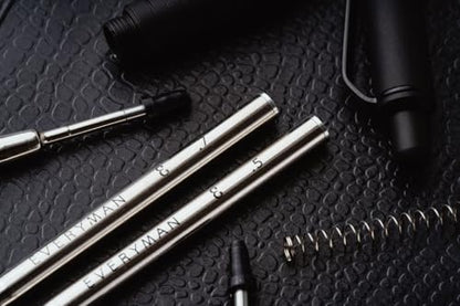 Everyman Black Grafton Gel Ink Pen Bundle | Premium 0.7mm Refillable Metal Pen with Comfortable Grip + 3 Black Refills | Smooth Writing EDC Pen Set for Office, Travel, Gifts & Daily Use - color: Black, style: Pen and Refil Set