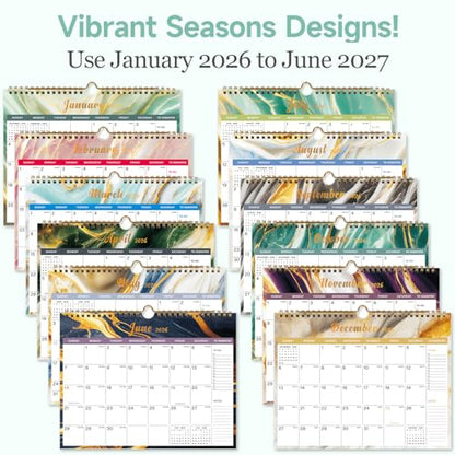 Lbylyhxc 2026 Calendar - Includes January 2026 to June 2027-18 Monthly Wall Calendar 2026, 11 x 8.5 Inches.Thick Paper with Julian Dates and Block for New Year and Christmas Presents (wall calendar 2026-2027 veins) - color: wall calendar 2026-2027 veins