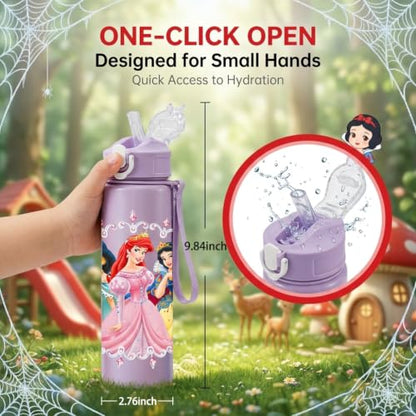 Cartoon Huntrix Water Bottle for Girls, 25oz Leak Proof with Straw Lid, Gifts for Girls (Princess) - color: Princess