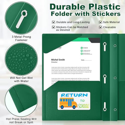 Henoyso 24 Set Take Home Folders with Clear Front Pocket, School-to-Home Communication Folder Bulk for Back to School Classroom, Heavy Duty Plastic Parent-Teacher Homework Folders (Dark Green) - color: Dark Green