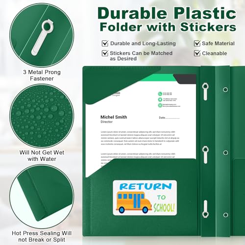 Henoyso 24 Set Take Home Folders with Clear Front Pocket, School-to-Home Communication Folder Bulk for Back to School Classroom, Heavy Duty Plastic Parent-Teacher Homework Folders (Dark Green) - color: Dark Green
