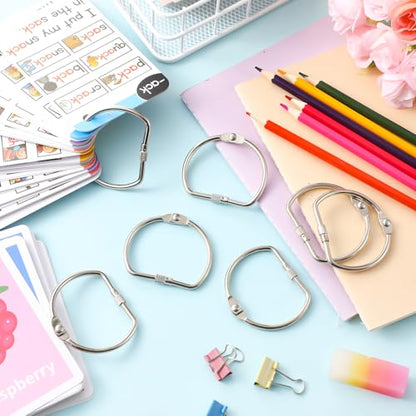 Dunzoom 8 Pack 2 Inch Loose Leaf Binder Rings Metal D-Shaped Rings with Nickel Plated Steel for Index Cards Keychain Washi Tape Receipts Memos Files DIY Photos Craft Supplies - size: 2 Inch