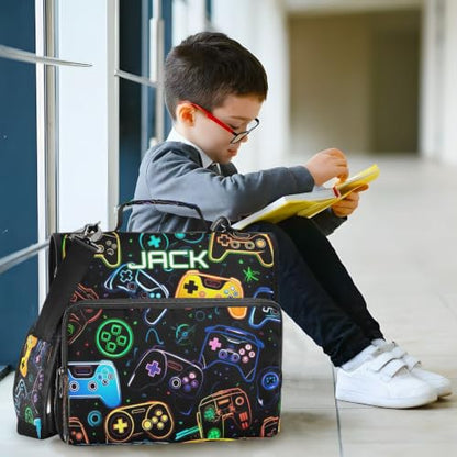 Personalized Video Game Controller 1.5 Inch Zipper Binder with Name | Your selected font will be printed with a matching outline for the best gaming-inspired look. - color: Personalized Video Game Controller