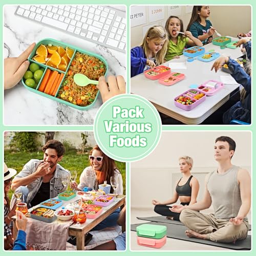 Caperci Bento Lunch Box for Kids - 5.8 Cups Stackable Leakproof Bento Box Adult Lunch Box with Sauce Container - Idea for School, On-the-go, Built-in Utensil Set, BPA Free (Green) - color: Green