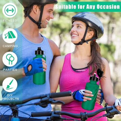 Ziliny 72 Pcs Resuable Water Bottles Bulk for Kids 20 oz Squeeze Sports Plastic Water Bottles with Lanyards Blank DIY Cups for VBS Back School Operation Christmas Summer Camp - color: Green