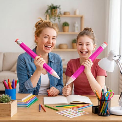 Tinlade 6 Pcs Wooden Jumbo Pencils for Prop, Funny Huge Pink Giant Pencil 14 Inch for Home and School Supplies, Kids, Preschoolers - color: Pink