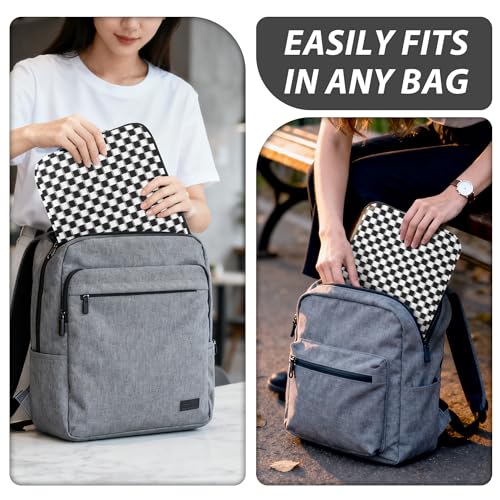 Puffy Laptop Sleeve 15-16 inch, Cute Knitted Protective Carrying Case for Women & Men, Compatible with MacBook Pro 16-Inch M4, 15.6 Inch Tablets Notebook (Checkered Black) - color: Checkered Black, size: 15-16 inch