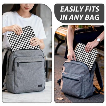 Puffy Laptop Sleeve 13-14 inch, Cute Knitted Protective Carrying Case for Women & Men, Compatible with MacBook Pro 14-Inch M4, 13 Inch iPad Pro, Tablets Notebook (Checkered Black) - color: Checkered Black, size: 13-14 inch
