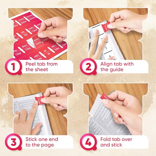 EssexWares - Berry Blaze Bible Tabs for Old and New Testament, 80 Large Print Tabs for Bible Study, Water-Resistant and Durable Index Tabs for Women and Men - 1.7" Wide - color: Berry Blaze